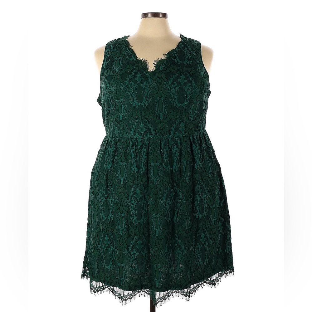 Liza Lux - Green Lace Sleeveless Cocktail Dress - 3x